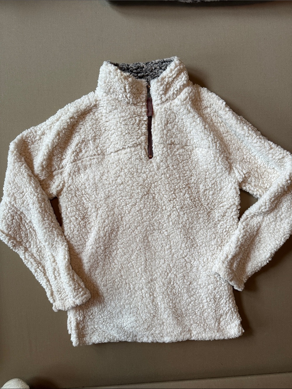 True Grit Cream Sherpa Quarter-Zip Turtleneck